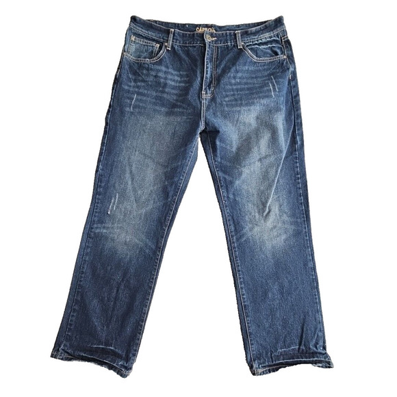 Carbon Jeans Men's Size W38 L32 Straight Leg Dark Blue Wash Wide Leg Y2K Boho - Picture 1 of 16